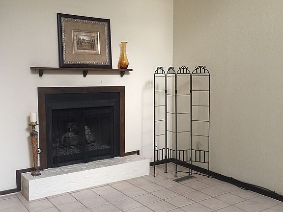 Fireplace in living room.