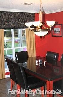 Dining - cozy and great for entertaining : customized drapes to remain