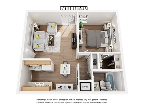 Floor plan 1 bed 1 bath
