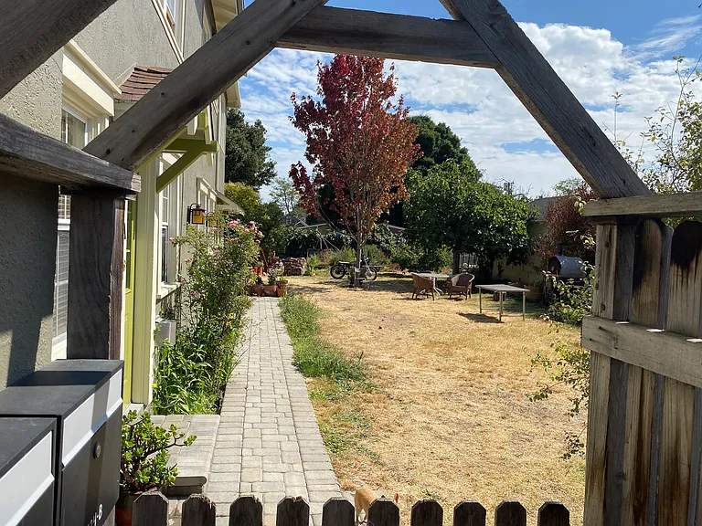 entering the yard, and your apartment