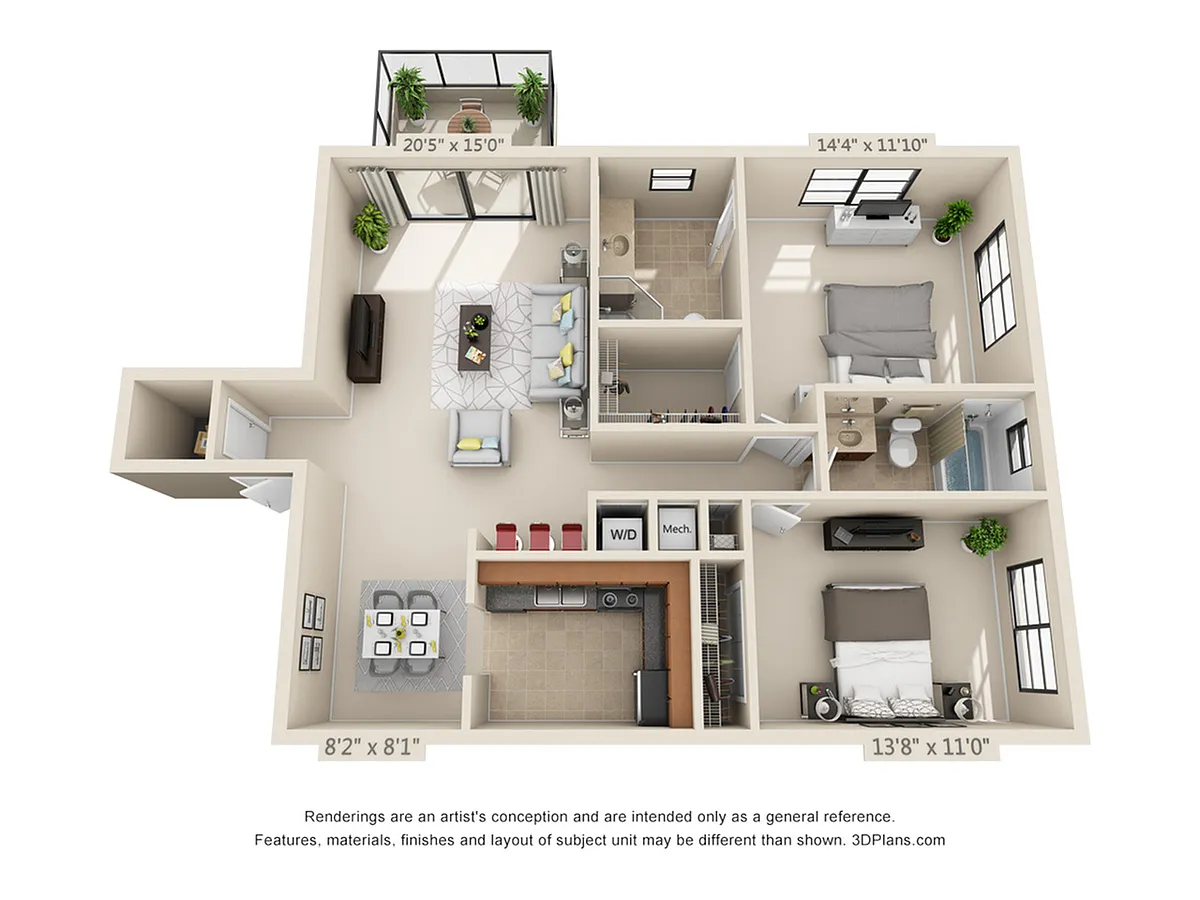 Floor plan Banyan 2x2