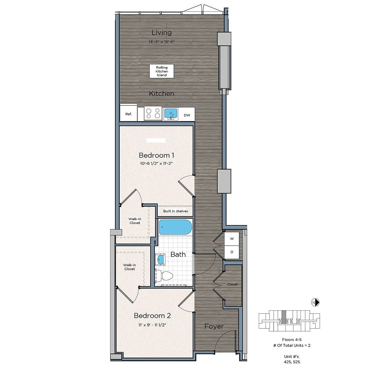 Floor plan Affordable 2 Bedroom 1 Bath ADU-Lex