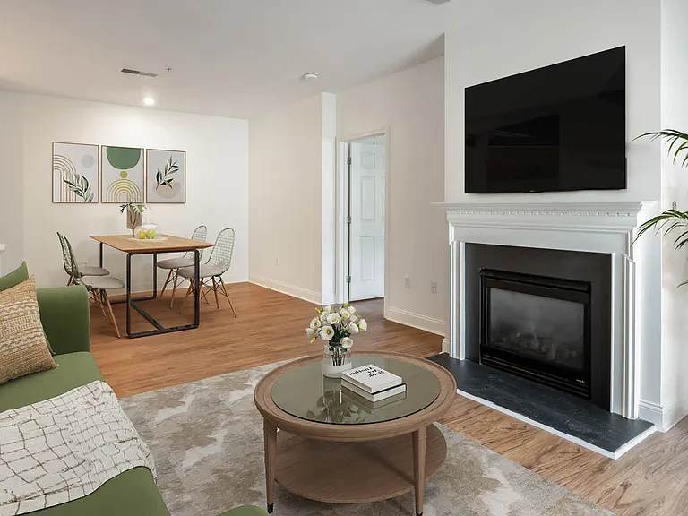 Living Room with Fireplace and Hard Surface Flooring