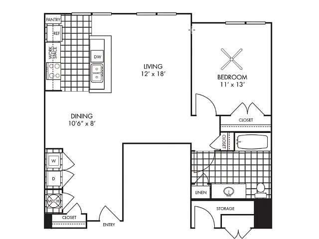 Floor plan 1B-J