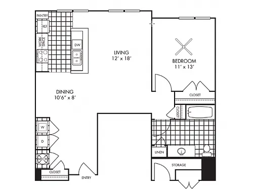 Floor plan 1B-J