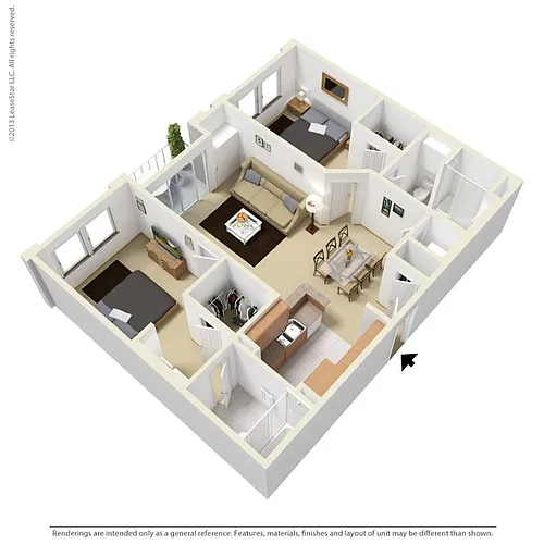 Floor plan 2 Bed 2 Bath B