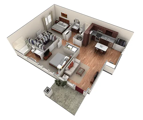 Floor plan 2 BR Designer Courtyard