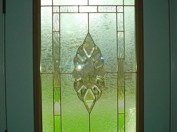 Gorgeous leaded glass entry door!