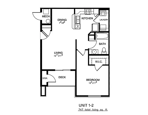 Floor plan One Bed One Bath