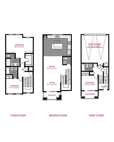 Floor plan 3 Bed / 3.5 Bath (1595 sf)