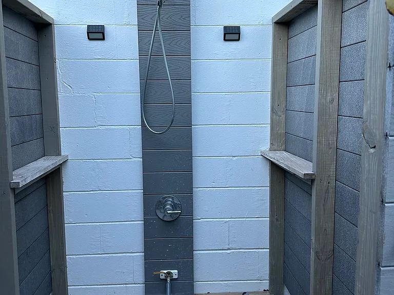 Shared outdoor shower is great for post beach clean-up