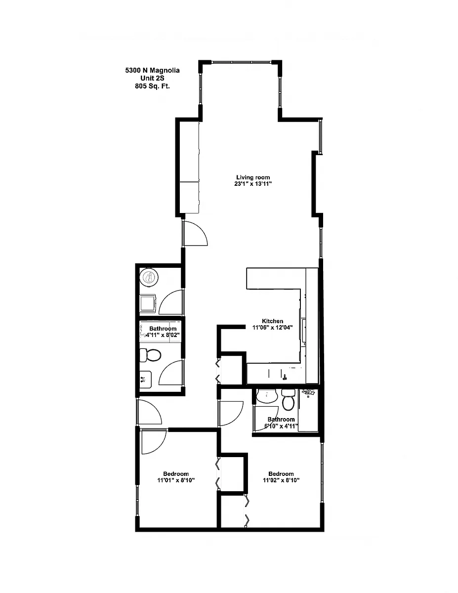 Floor plan 2 Bedroom - 2 Bathroom