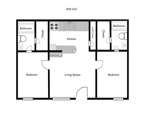 Floor plan 2 Bedroom 2 Bath AH