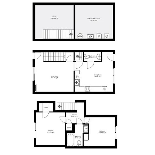 Floor plan 2 bed / 1.5 bath