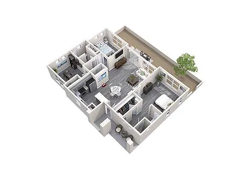 Floor plan Three Bedroom Two Bathroom