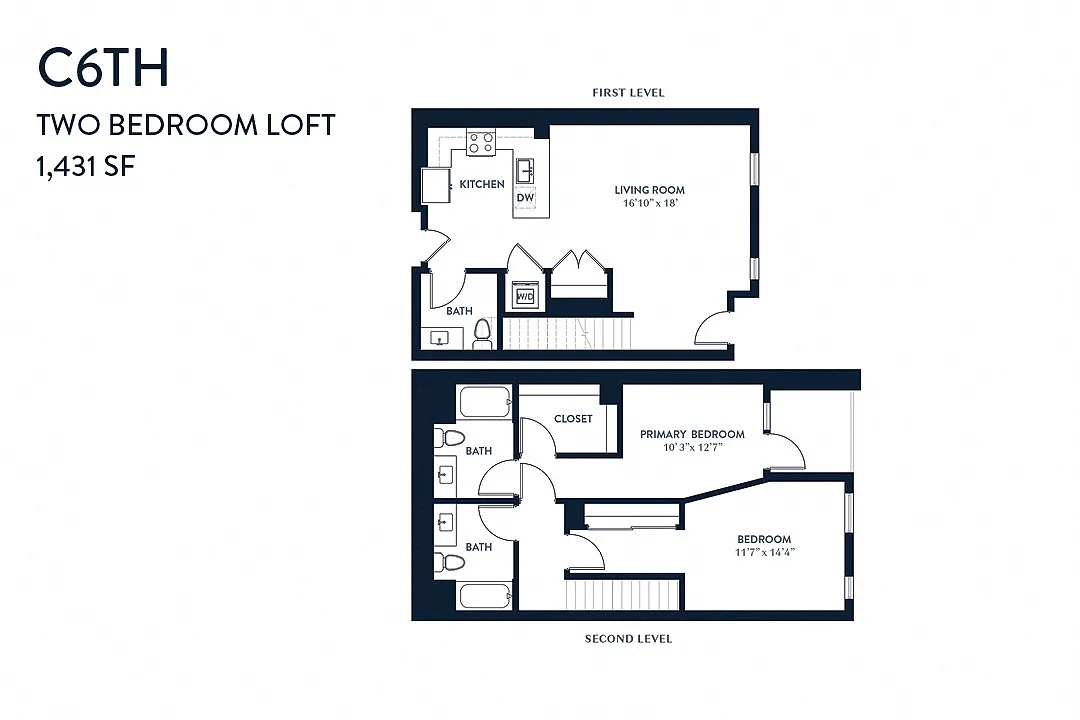 Floor plan Two Bedroom Townhome C6TH
