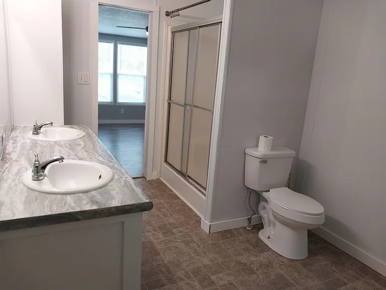 Primary bathroom with view of shower