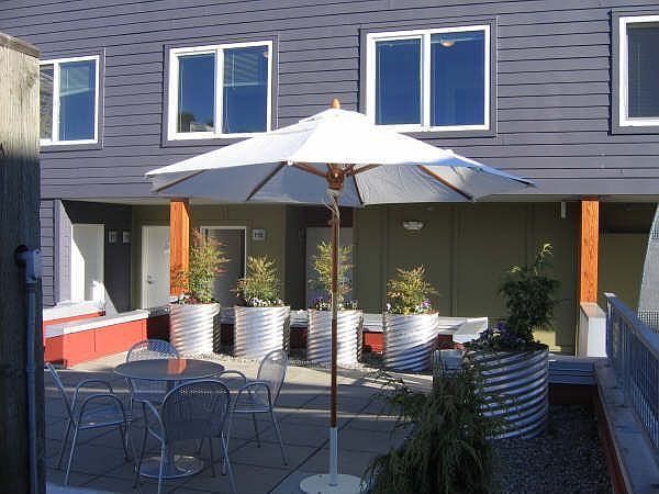 Deck area in front of the door