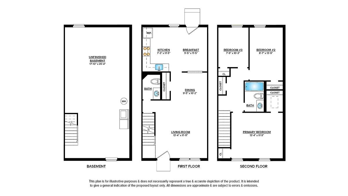 Floor plan 3 Bedroom Townhome