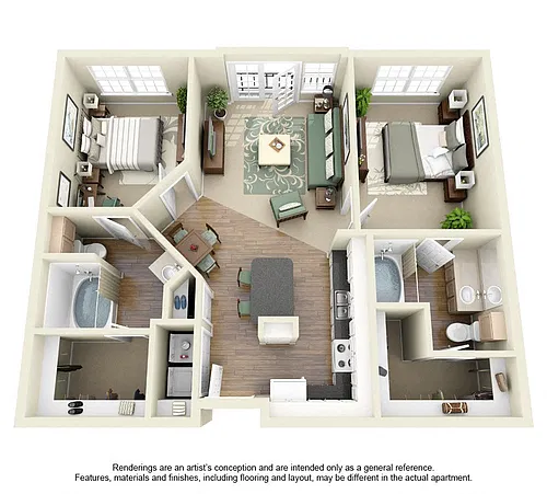Floor plan B2 2 Bedroom 2 Bath