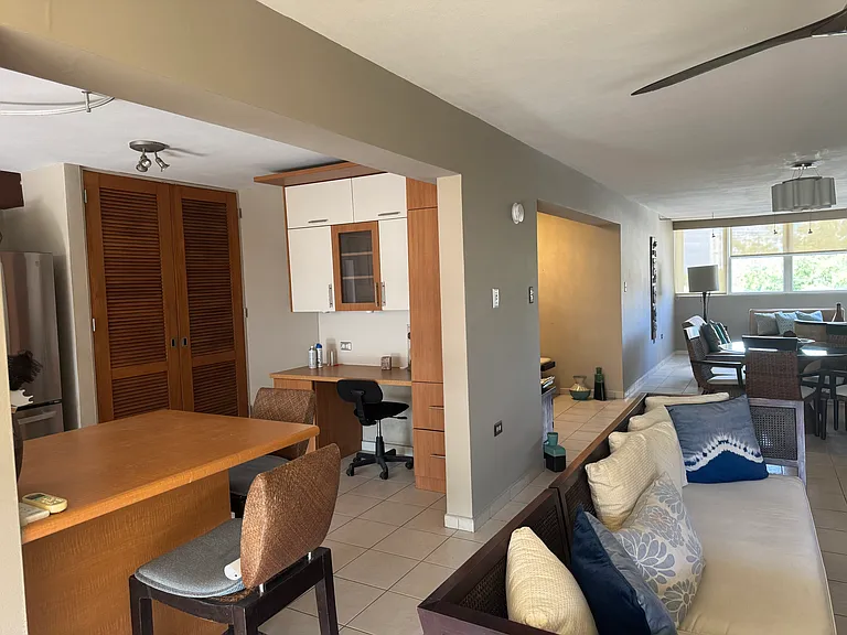Desk in kitchen area