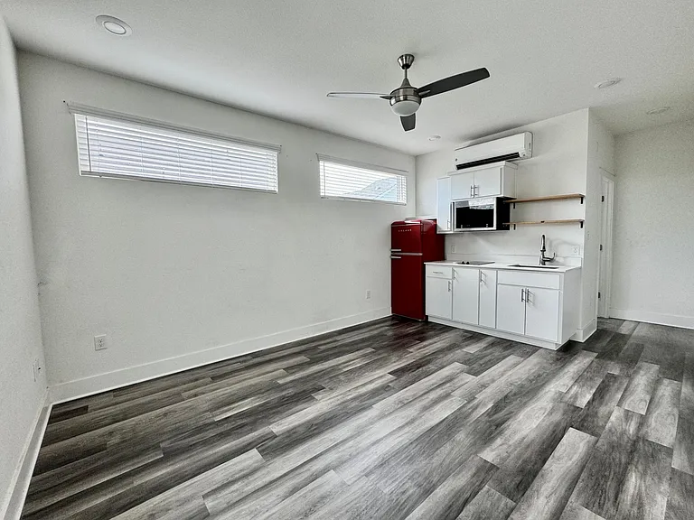Studio living space with kitchenette