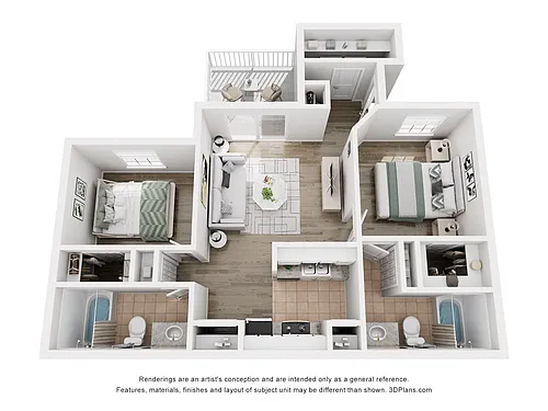 Floor plan 2 Bed/ 2 Bath B3