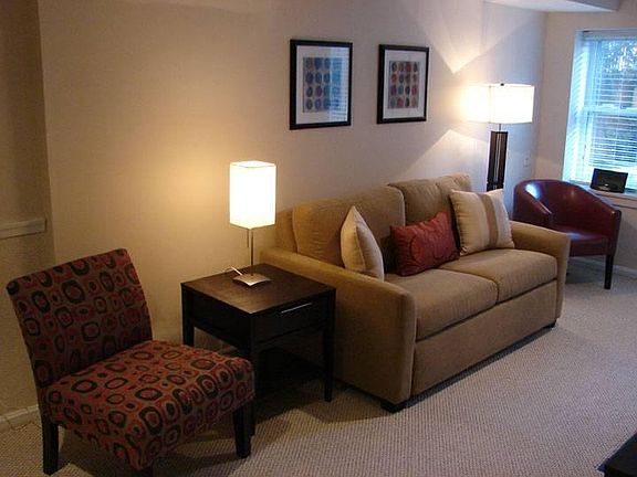 The living room sofa folds out to a very comfortable full-si