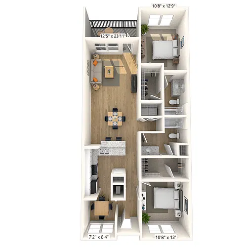 Floor plan Traditional 2x2 1146 SF