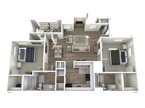 Floor plan 2 Bed, 2 Bath