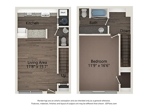Floor plan 1x1.5 TH