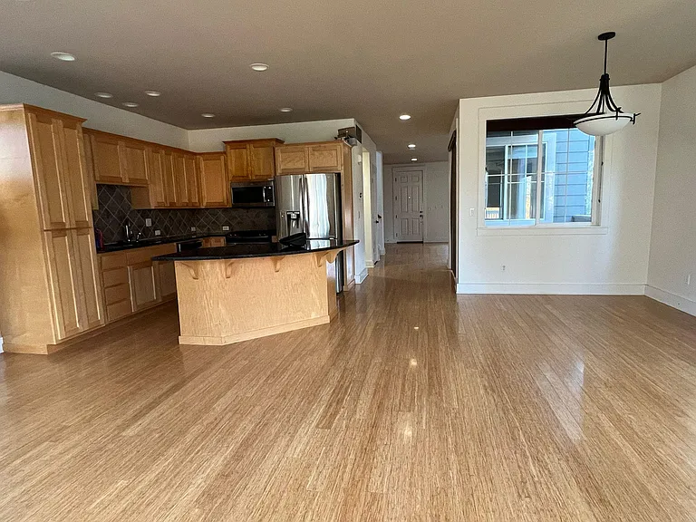 family room with kitchen