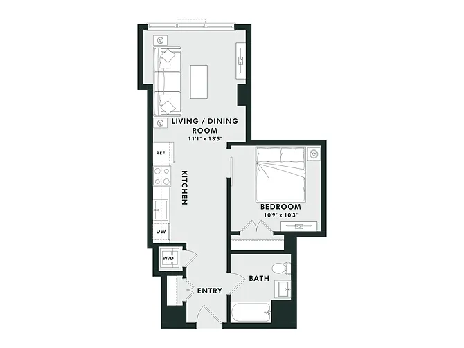 Floor plan A10 | Jr 1 Bed | 1 Bath