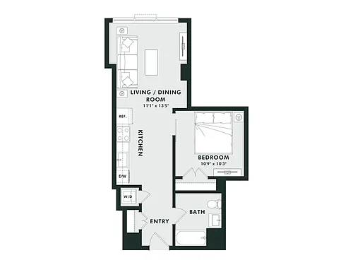 Floor plan A10 | Jr 1 Bed | 1 Bath