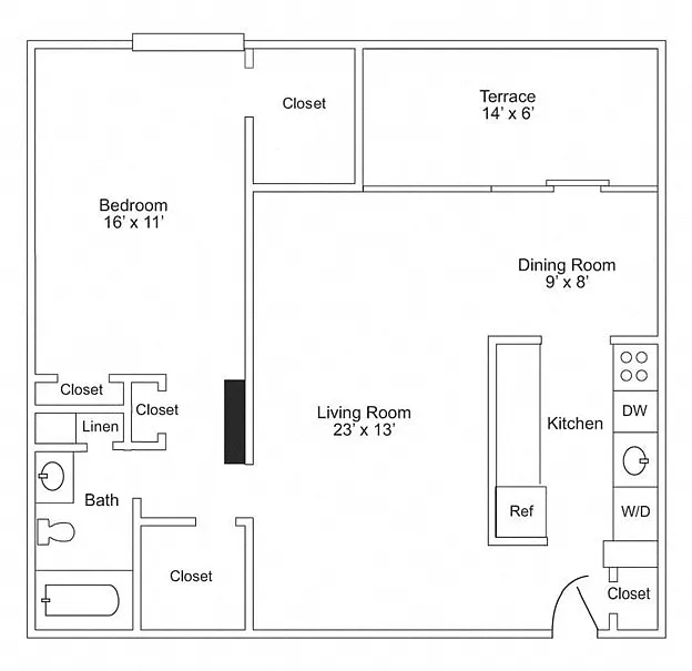 Floor plan One Bedroom Terrace