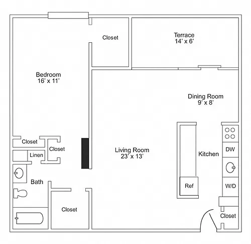 Floor plan One Bedroom Terrace