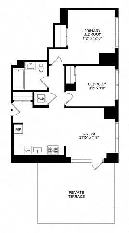 Floor plan 2H Penthouse w/ Terrace East