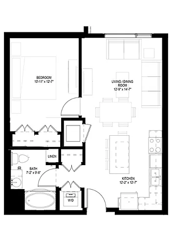 Floor plan One Bedroom - B (Modified)