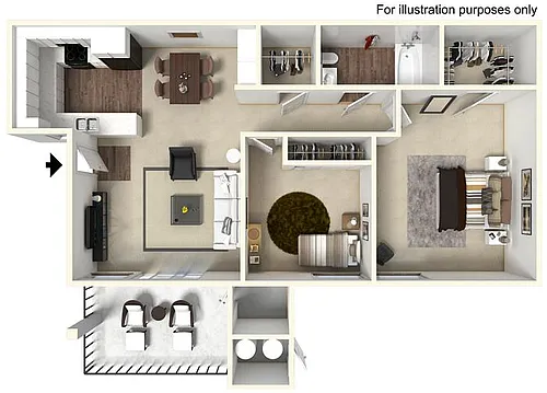 Floor plan Two Bedroom 1 Bath