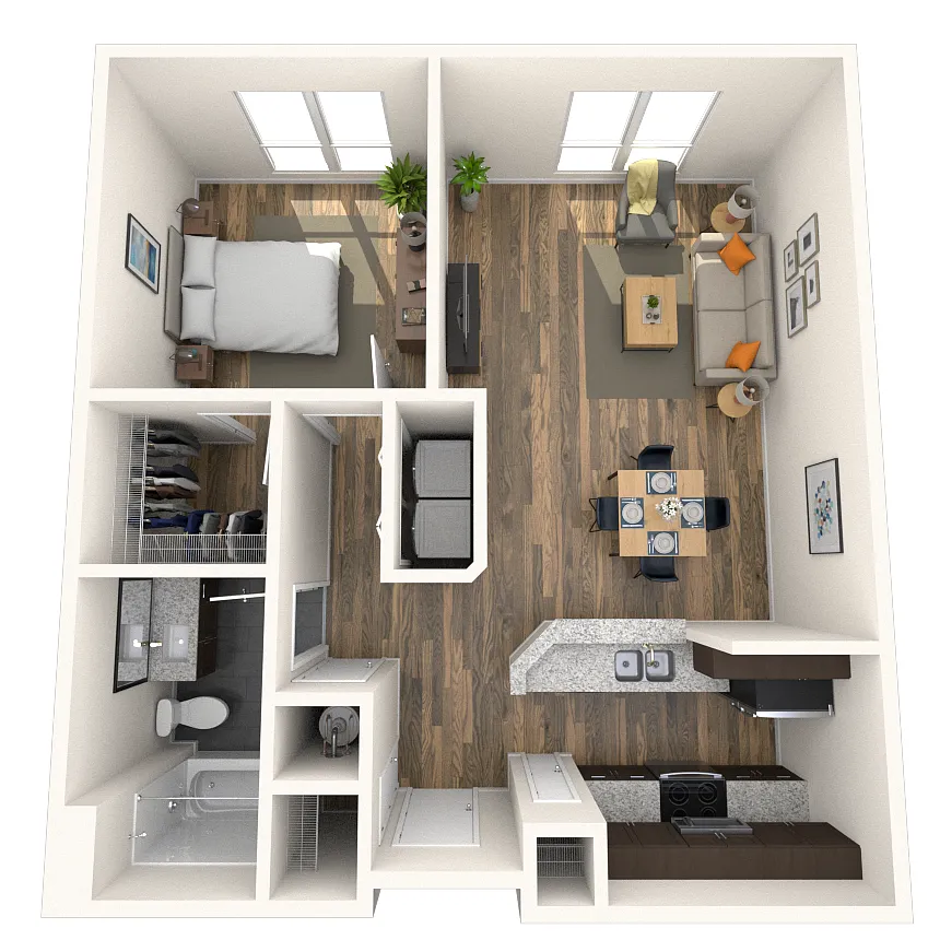 Floor plan Traditional 1x1 713-1138 SF