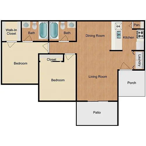 Floor plan 2 Bedroom 2 Bathroom
