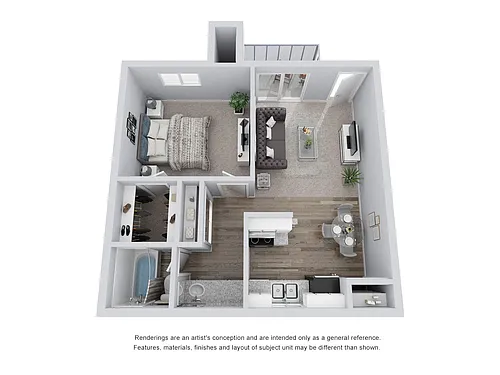 Floor plan A2: 1 Bed 1 Bath