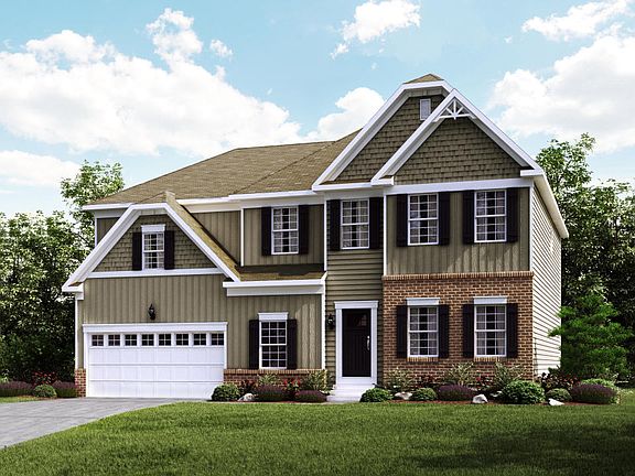 Elevation H Opt New England Inspired Partial Brick Front Garage Door