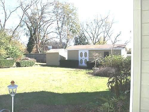 back yard and storage building