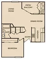 Floor plan 1BD 1BTH B