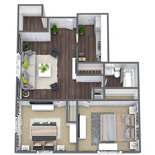 Floor plan B1: 2 Bed 1 Bath