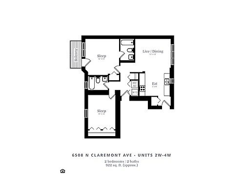 Floor plan 2 Bedroom | 2 Bath (C8)