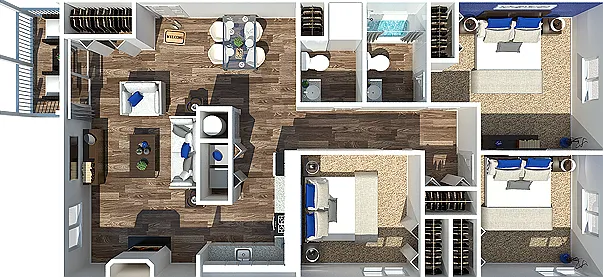 Three Bedroom | One + 1/2 Bathroom Floorplan Three Bedroom | One + 1/2 Bathroom Floorplan