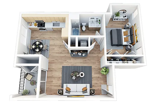 Floor plan 1 Bedroom, 1 Bath B