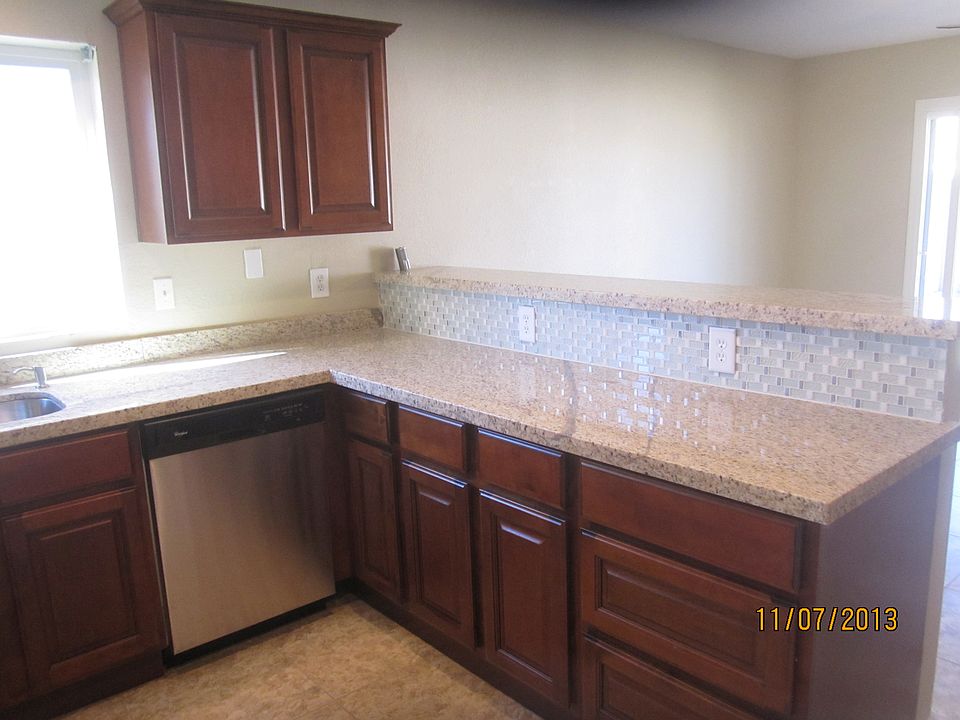 Tile backsplash on counter
